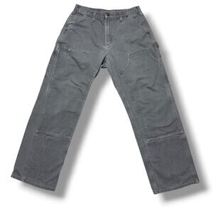 Carhartt Double Knee Workear Pants Duck Canvas Dungaree Fit B136-GVL Gray 31x30